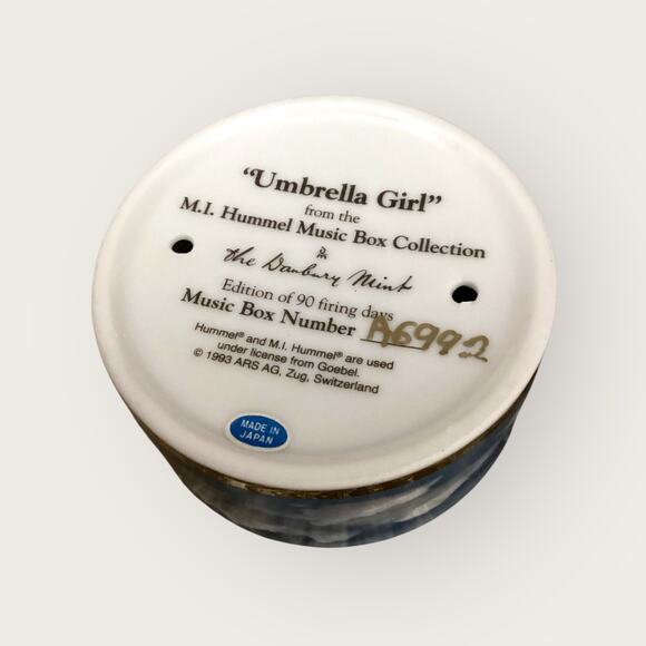 UMBRELLA GIRL MUSIC Hummel Music Box Plays "Raindrops Keep Falling on my Head" - Picture 7 of 7